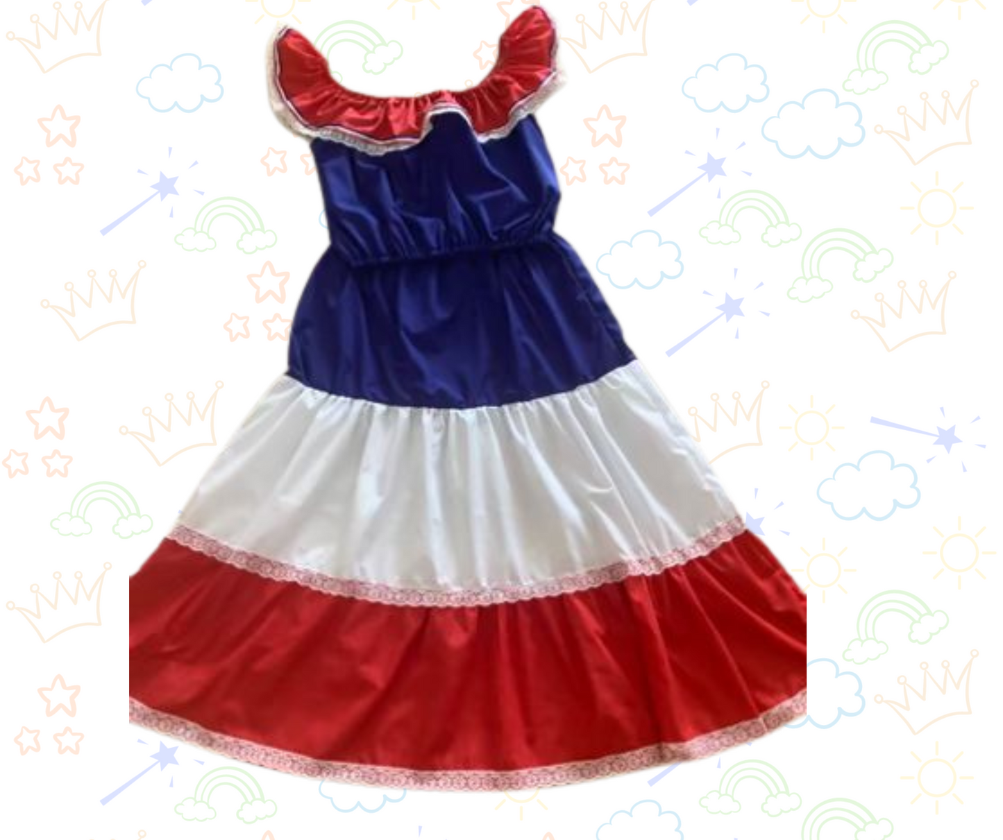 🩵 Vestido Típico Tricolor