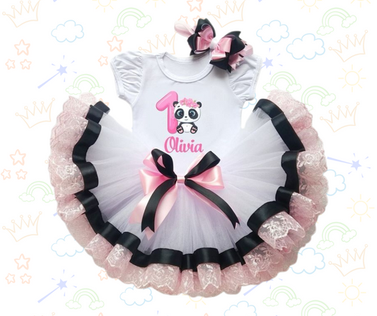 🐼✨ Set Tutú Panda Rosado