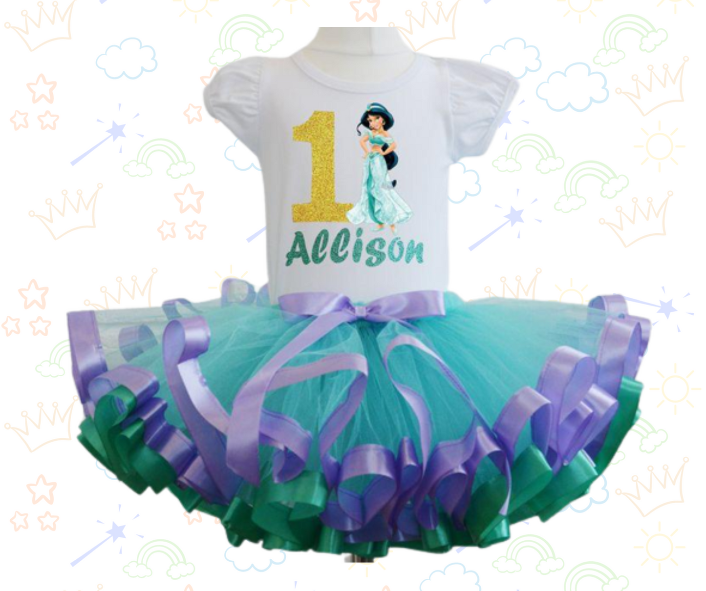 💫🐪 Set de Tutú Princesa Jasmín – ¡Sueños dorados en cada paso!