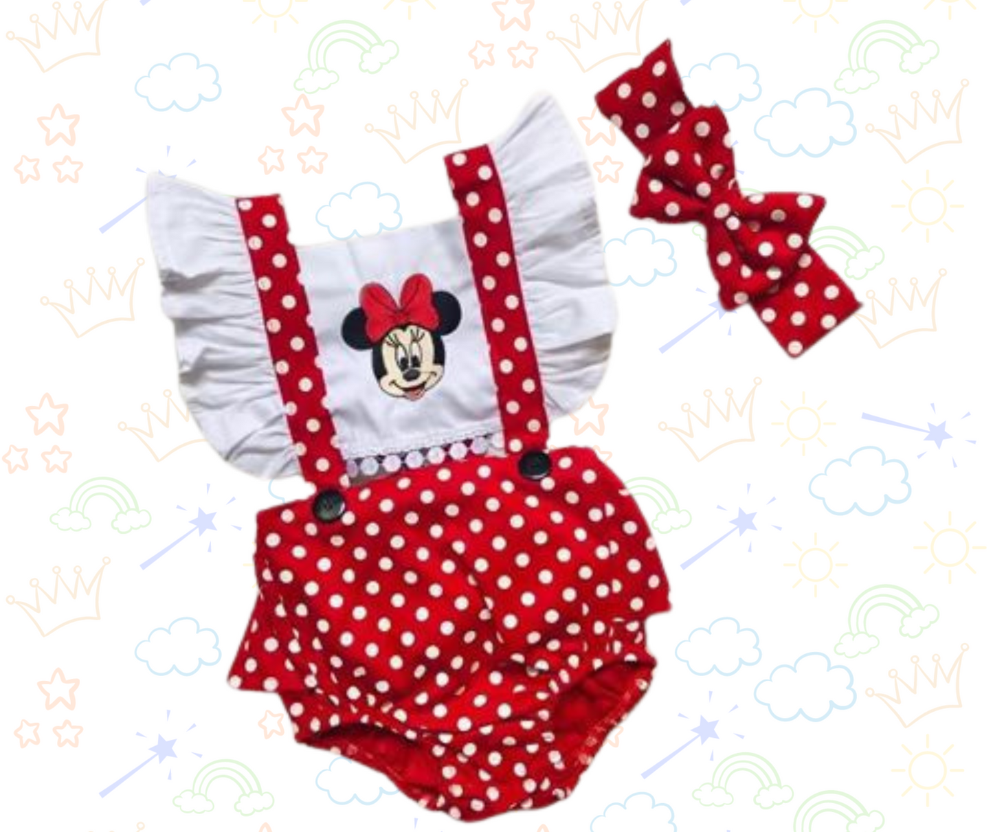 🎀🐭 Ranita de Bebé Minnie Roja con Lunares