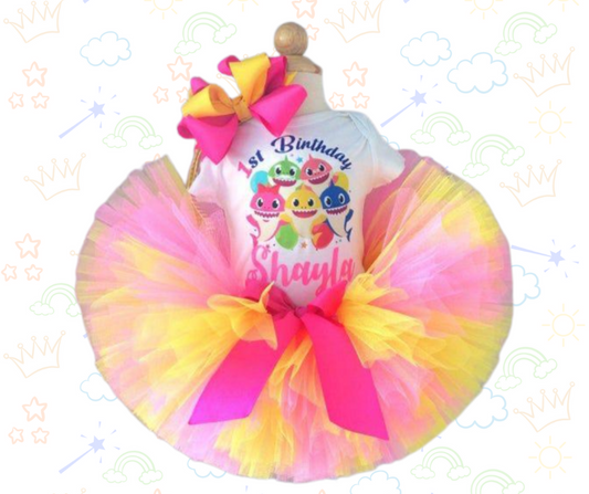 🦈🌈 Set de Tutú Baby Shark ¡Ligero, colorido y lleno de ternura!