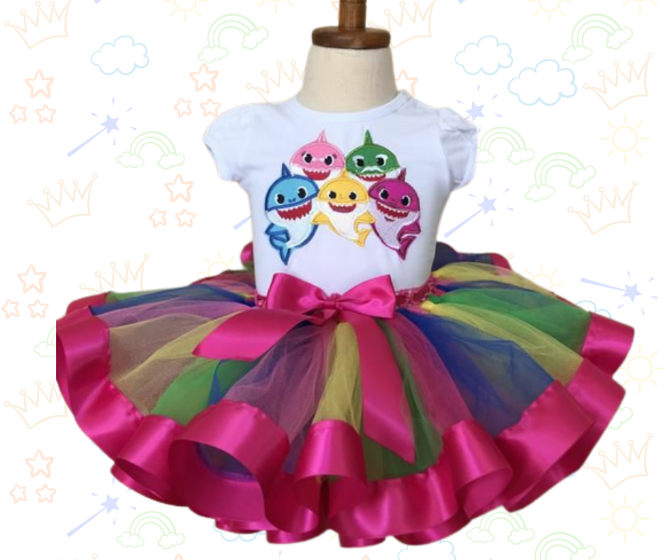 🦈🎉 Set de Tutú Baby Shark  ¡Color, ritmo y diversión al estilo Shark!