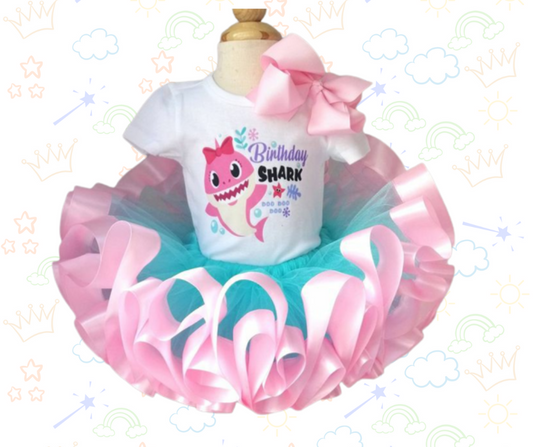 🦈🎉 Set de Tutú Baby Shark  ¡Color, ritmo y diversión al estilo Shark!