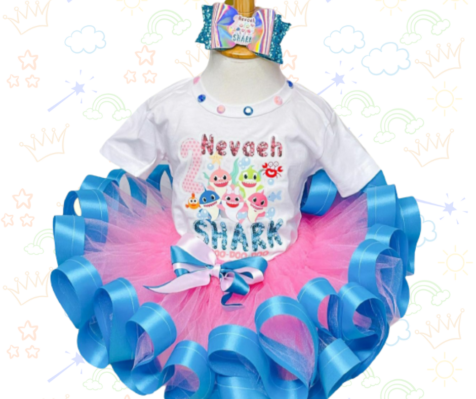 🦈🎉 Set de Tutú Baby Shark  ¡Color, ritmo y diversión al estilo Shark!